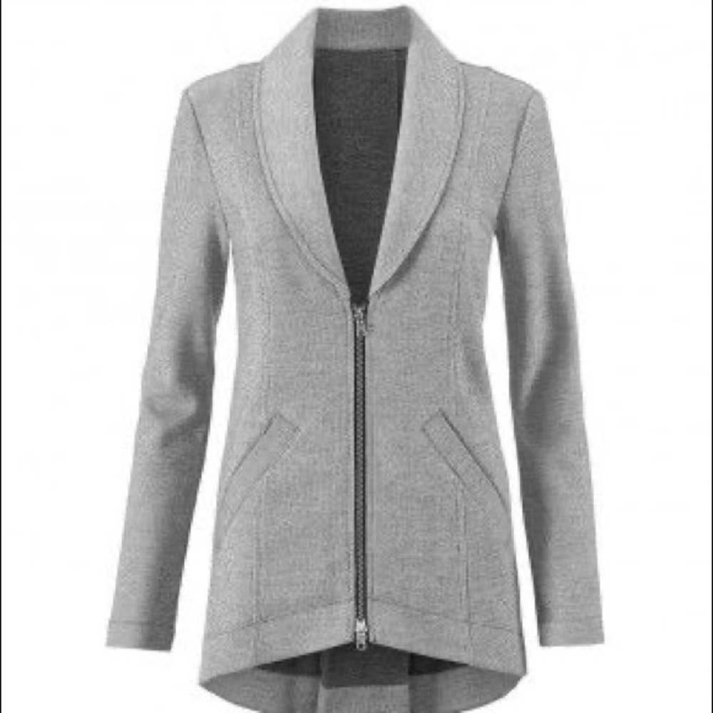 Cabi Drop Off Gray and White Cardigan Jacket Blazer style 5300